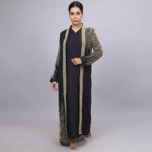 AWAIS HOUSE Lightweight Handmade High Neck Flared Hem Long Sleeves <b>Plus</b> <b>Size</b> Floor Length Beaded Georgette Traditional Muslim - Product Image 1