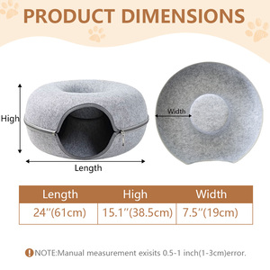 Túnel para Gatos Personalizado con Forma de Donut, Interactivo, con Cierre Desmontable, de Fieltro Natural Ecológico, Forma Ovalada, Estilo Art <span class=keywords><strong>Deco</strong></span> para el Hogar - Product Image 3