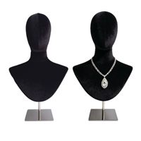 Nouveau stock : Mannequin de présentation en velours noir pour robes, perruques, chapeaux, foulards et colliers, avec base en acier inoxydable