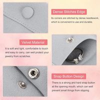 Sac de rangement pour bijoux portable avec logo personnalisé, pochettes en velours doux avec bouton pression pour bagues, colliers, bracelets, boucles d'oreilles