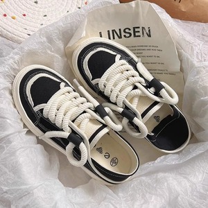 Sneakers in Tela con Lacci per <span class=keywords><strong>Donna</strong></span> - Design a Doppio Uso, Suola Spessa, <span class=keywords><strong>Scarpe</strong></span> Casual Bianche in Tela per Signore - Product Image 4