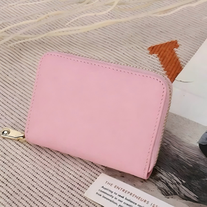 Porte-cartes compact en cuir avec blocage RFID, petite pochette zippée, porte-monnaie minimaliste, vente en gros - Product Image 2