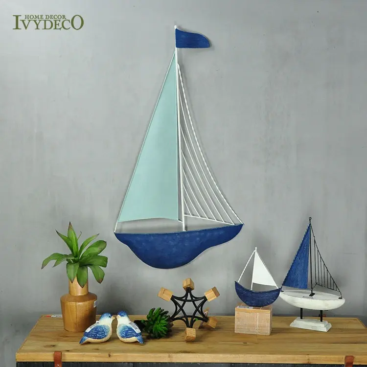 Nghệ Thuật Trang Trí Tường Thuyền Buồm Bằng Kim Loại IVYDECO, Khung Kim Loại Hiện Đại Trang Trí Tường Phòng Khách, Khung Kim Loại Trang Trí Thuyền Buồm