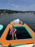 Plataforma Flotante Inflable Portátil, Isla Inflable para el Océano, Piscina Marina con Bomba de Aire