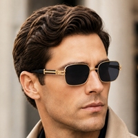 Lunettes de soleil rectangulaires en métal avec logo personnalisé Partagas Wholesale Fashion Designer, protection UV400, pour hommes
