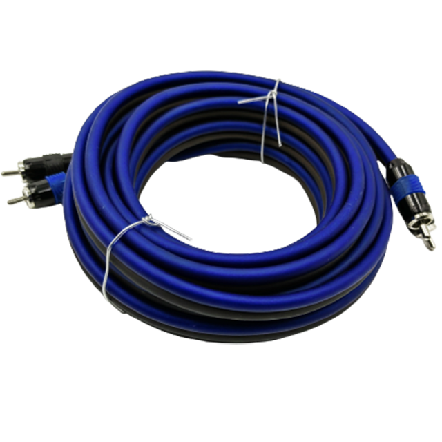 High Quality Car Audio & Amp Video RCA Cable Blue Black 5m Al+ Copper Braid Double Shield Car Rca Cables 2 Channel
