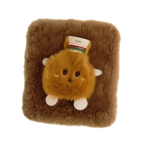 Portefeuille carré pour jouets 12x10cm en fausse fourrure, motif alimentaire, porte-cartes avec poche zippée - Product Image 2