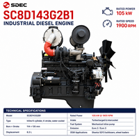 Moteur diesel SDEC Shanghai SC8D série 105KW 1900RPM 6 cylindres SC8D143G2B1 pour chargeuse sur pneus et engins de construction