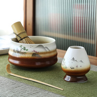 Ensemble de matcha en céramique exquis, logo personnalisé, ensemble d'outils à matcha 4 pièces, ensemble de thé directement de l'usine
