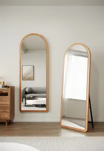 Vente en gros de miroirs d'habillage encadrés en bois avec arche moderne pleine longueur salle de bain salon miroir décoratif mural suspendu