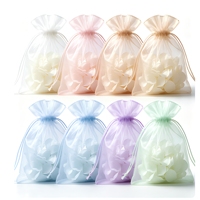 Sacs en organza couleur unie en vrac avec cordon de serrage, pochettes en organza transparentes unies pour cadeaux de mariage, bijoux, emballage cadeau, impression personnalisée