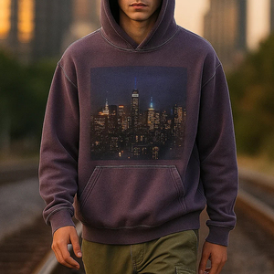 Custom Vintage Streetwear <b>Hoodie</b> for <b>Men</b> Oversized Heavyweight Cotton Pullover with Digital Printed Graphics for Autumn - Product Image 3