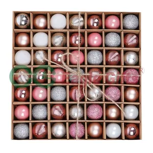 EAGLEGIFTS 3cm Rose Gold Pink Brown Christmas Ball Ornaments Shatterproof Sparkle Ball Christmas Decorations