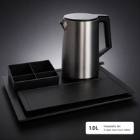 Nouvelle bouilloire électrique et théière sans fil en métal coloré pour hôtel, 1L 1200W, avec arrêt automatique et base rotative à 360°