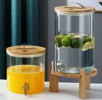 Distributeur de boissons en verre borosilicaté résistant à l'humidité scellé et résistant aux hautes températures avec robinet en ABS pour jus de vin et cola
