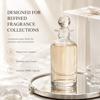 Bouteille diffuseur d'arômes en verre rond transparent de 300 ml - Contenant élégant pour parfums d'intérieur et de voiture pour huiles essentielles