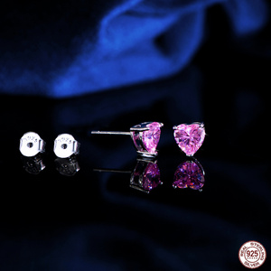 Graziosi <span class=keywords><strong>Orecchini</strong></span> a Lobo a Cuore <span class=keywords><strong>Rosa</strong></span> in <span class=keywords><strong>Argento</strong></span> Sterling 925 con Zircone Cubico da 6mm per Ragazze per Appuntamenti Uso Quotidiano Compleanni Gioiello Regalo - Product Image 4
