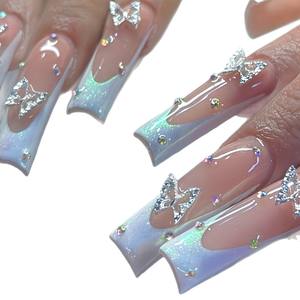 24 faux ongles en acrylique style français romantique, à presser, effet bonbon, pour rendez-vous et soirées 2934 - Product Image 5