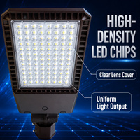 Lampadaire LED 2-en-1 haute luminosité 100W-400W IP65 avec bras à cellule photoélectrique et fixation rapide pour parkings, garages, granges et routes