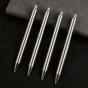 Brushed Stainless Steel Click Gel Ink <b>Pen</b>, Minimalist Slim Metal Retractable Signing <b>Pen</b> Custom Logo for Office Hotel Corporate - Product Image 1