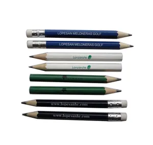 3.5英寸木制高尔夫铅笔，用于记分笔高尔夫木制铅笔，带橡皮擦定制标志