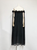 Haut de gamme fée robe de soirée 2025 printemps femme Sexy une épaule en trois dimensions fleur rosée dos pression robe plissée