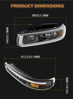 Faros Delanteros LED DRL Negros + Luces de Parachoques, Faro Delantero LED de Proyección de Luz Alta/Baja para Chevy Silverado 199-2002/Tahoe Suburban 2000-2006