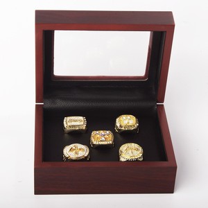 Los Angeles Lakers Championship Ring Set 5 Pieces Basketball <b>Trophy</b> Jewelry Alloy Plated <b>Engraved</b> Rings With Box - Product Image 1