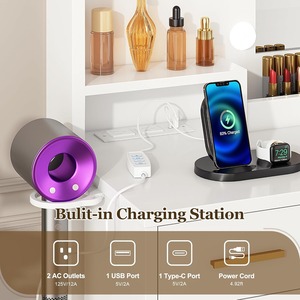 Nhà máy trực tiếp ván dăm gỗ trắng bàn trang điểm với gương 11 đèn LED Ổ cắm điện - Product Image 5