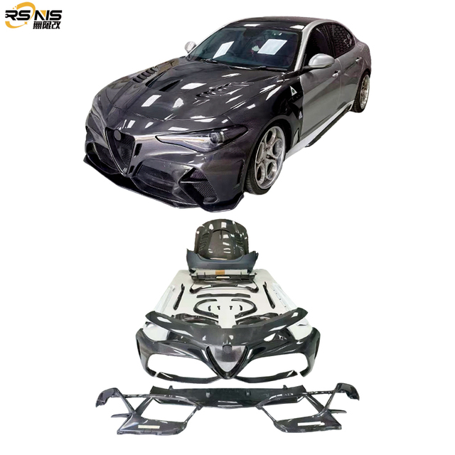 For Alfa Romeo Giulia Upgraded GTAM Style Carbon Fiber Exterior Body Kit Front Bumper Fender Side Skirts Rear Diffuser Car Hood