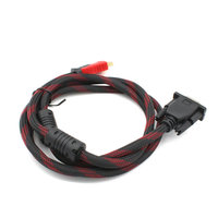 Câble HDMI vers VGA de 1,5 m, HDMI mâle vers VGA 15 broches mâle, plaqué or, câble HD avec gaine en PVC pour PC portable et utilisation HDTV
