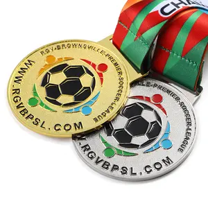 Shuanghua realizzato in lega di zinco oro argento metallo sport medaglie personalizzate smalto morbido calcio medaglia premio di calcio personalizzare