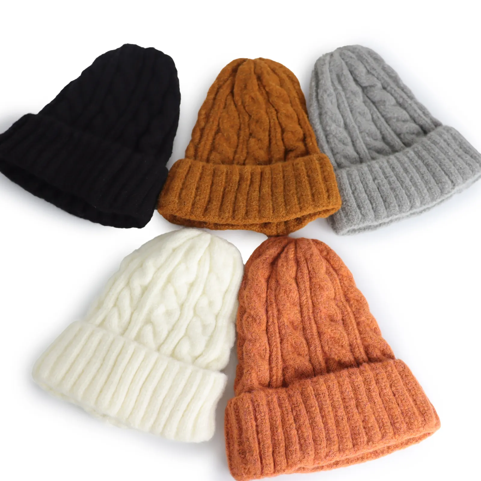 Wholesale Custom High Quality Woven Label Logo Colorful Winter Hat Fisherman Beanies Men Women Wool Acrylic Knitted Beanie Cap