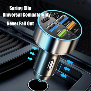 8 en 1 USB C <span class=keywords><strong>Cargador</strong></span> de coche Adaptador de carga súper rápida en coche 4 PD para iPhone iPad Huawei Vivo Samsung <span class=keywords><strong>Oneplus</strong></span> Nuevos productos 2024 - Product Image 5