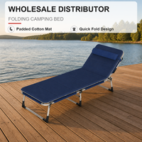 Lit pliant en métal bleu marine rembourré avec housse anti-poussière pour camping et bureau extérieur – Fournisseur mondial