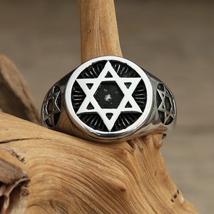 yunnique Men's Stainless Steel <b>Ring</b> Hexagram Star Design Punk Fashion Street Style Jewelry Gift <b>Size</b> 7 To 13 - Product Image 2