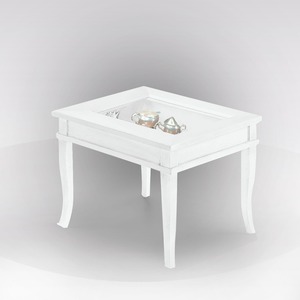Tavolo con piano in vetro 60x60 H45 bianco opaco - Product Image 1