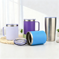 Taza de café aislada de acero inoxidable de 12oz con logotipo personalizado, taza de viaje al vacío de doble pared, vaso con tapa deslizante y Asa