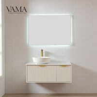 Meuble-lavabo mural blanc personnalisé à effet ondulé avec vasque simple pour salle de bain