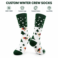 Chaussettes en coton personnalisées pour les fêtes d'hiver, épaisses, motif sapin de Noël, tricot doux, vente en gros directe d'usine