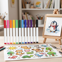Stylos à eau lavables de 12 couleurs, marqueurs lavables, kit de papeterie adorable pour le dessin, ensemble cadeau promotionnel