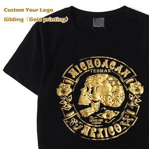 T-shirts pour hommes en coton 100% de tailles plus grandes, personnalisables avec logo imprimé ou doré, vente en gros OEM - Product Image 3