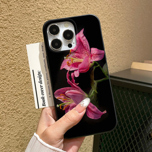 Élégante coque de téléphone en gel de silicone DIY motif Lys Noir pour <span class=keywords><strong>iPhone</strong></span> 17 Pro, compatible 16/15, antichoc intégral, vente en gros - Product Image 1