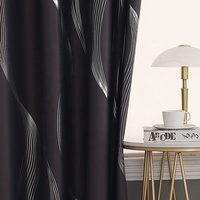 Rideaux occultants modernes en feuille d'argent ondulée, isolants thermiques, pour la obscurcissement de la pièce, avec œillets, pour la maison et l'hôtel