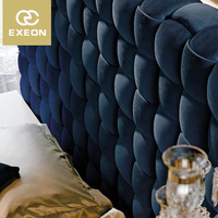 Ensemble de meubles de chambre à coucher italien de luxe, lit double moderne de taille king, ensemble de meubles en cuir