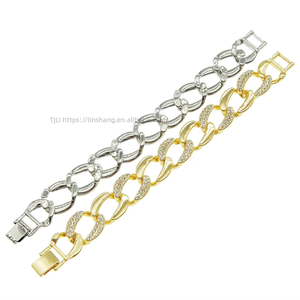 Wide Diamond-encrusted <b>Cuban</b> <b>Chain</b> Men's and Women's Fashion Bracelets Hipster Street Hip Hop Bracelets and Bracelets Tanjing - Product Image 5