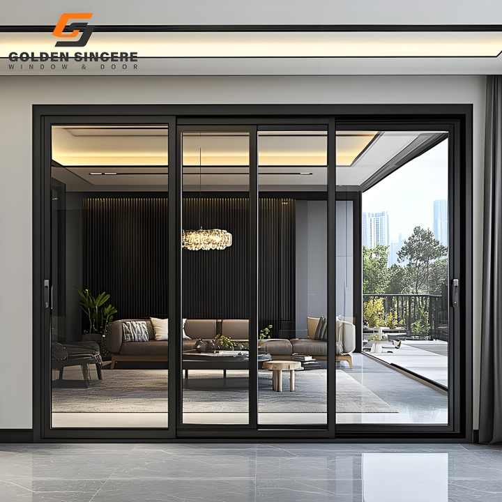 GS Modern Aluminum Glass Sliding Doors Commercial Residential Use Soundproof Telescopic Double Sliding Door for Villas