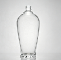 Botellas de vidrio transparente ovaladas de 375 ml al por mayor con doble boquilla, tapones de corcho y tapas de rosca con acabado ácido para aceite de oliva premium y cocina.