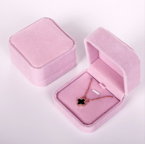 Wholesale Custom Logo <b>Black</b> Luxury Flannel pink Velvet Bangle Bracelet Gift Necklace Earring Ring Packaging <b>Box</b> - Product Image 4