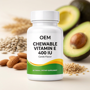 วิตามินอีแบบเคี้ยวได้ OEM 400 IU ชนิดเม็ด 60 เม็ด รสคารอบ ปรับแต่งสูตรได้ รับผลิตแบรนด์ส่วนตัว - Product Image 1